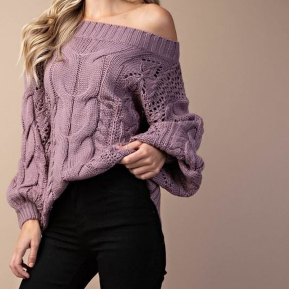 Parker Chunky Cable Knit Sweater (Ash Plum) - Picture 7 of 8